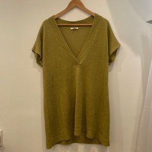 Eileen Fisher Italian yarn hemp v neck sweater dress tunic size L